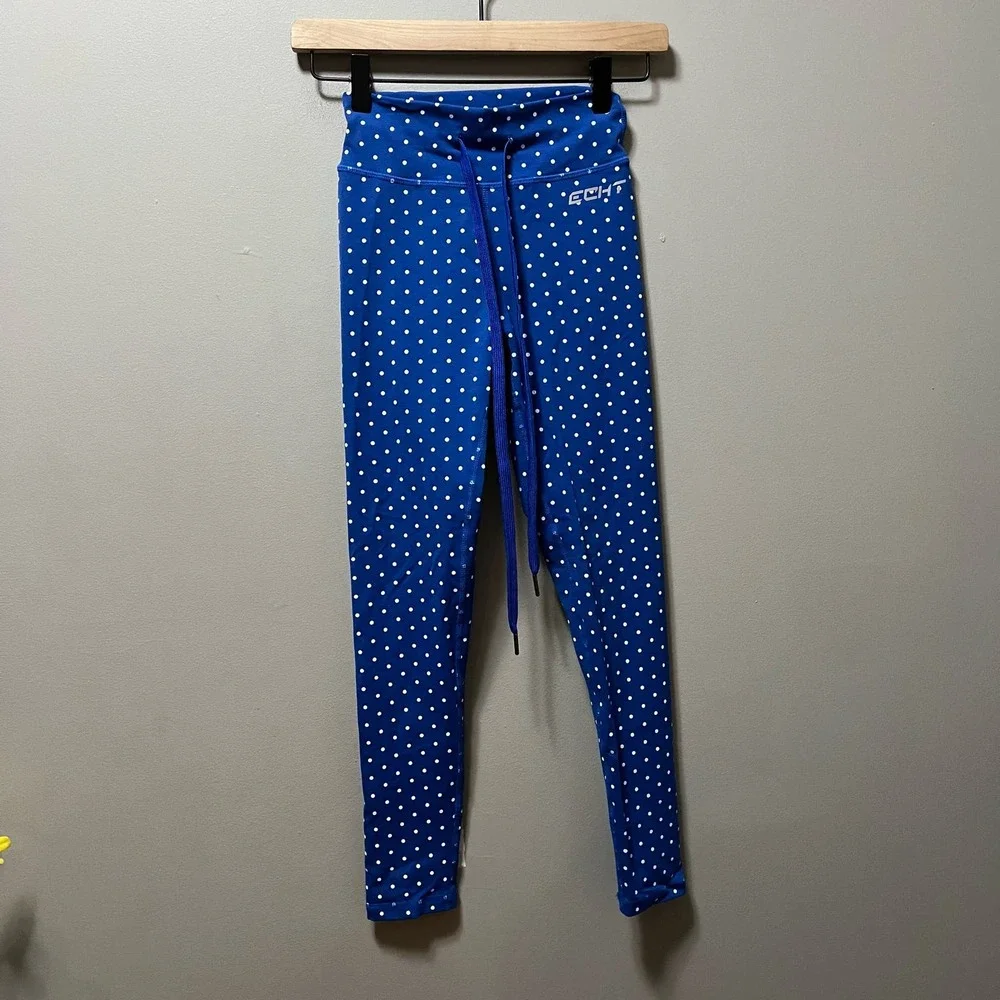 Echt women’s blue polka dot leggings size XS‎